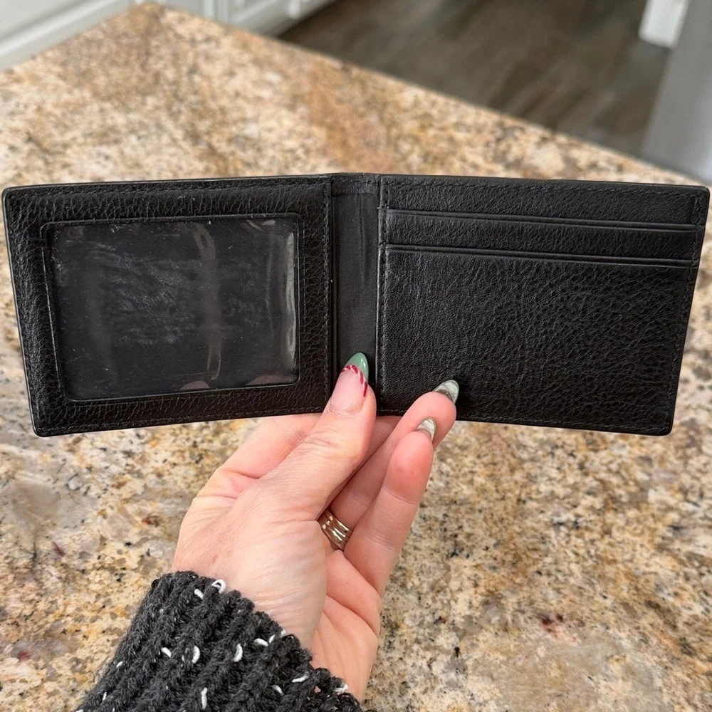 Coach Black and Gray Plaid Leather Card Holder